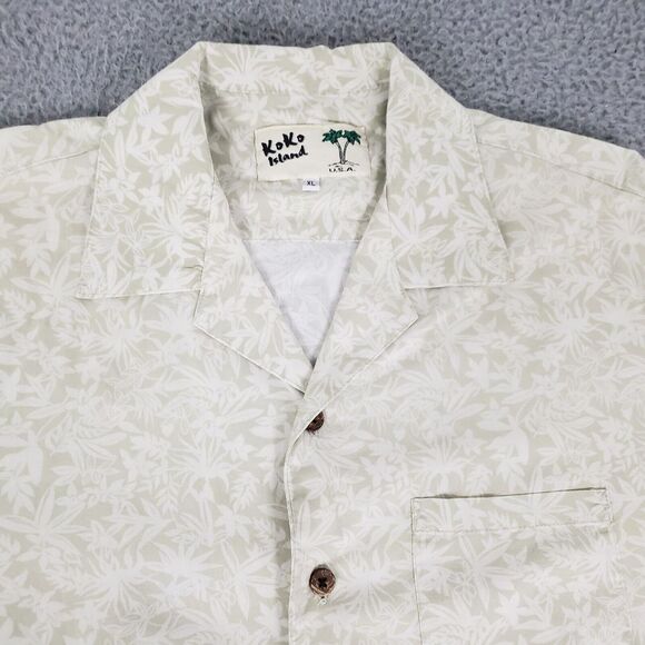 Koko Island Shirt Mens Extra Large White Hawaiian Floral Camp XL Rayon Beach - Picture 5 of 11